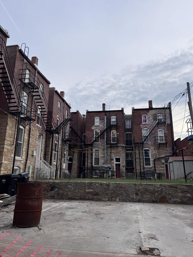 Rear view of Polk Apartments